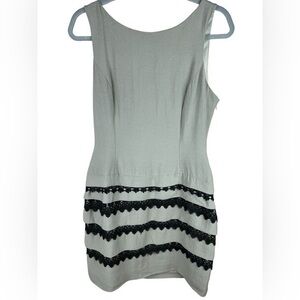 Max and Cleo Women’s late beige black lace sleeveless bodycon sheath Dress 8 NEW